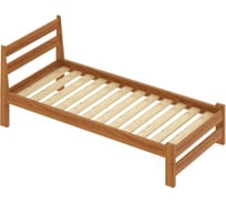 Односпальная кровать Solarius Мишка усиленная из массива сосны с реечным основанием, 200x90 см (габариты 210x100), цвет ольхи 90molha