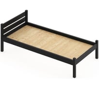 Односпальная кровать Solarius Классика из массива сосны со сплошным основанием, 190x90 см (габариты 200x100), цвет черного оникса 90klonix-190-full