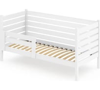 Односпальная кровать Solarius подростковая из массива сосны с ортопедическим основанием и высокими бортиками, 80x160 см (габариты 90x170), цвет белый det-spin80-160bel-orto