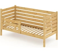 Односпальная кровать Solarius подростковая из массива сосны с ортопедическим основанием и высокими бортиками, 90x180 см (габариты 100x190), без шлифовки и покраски det-spin90-180net-orto
