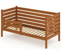 Односпальная кровать Solarius подростковая из массива сосны с ортопедическим основанием и высокими бортиками, 90x180 см (габариты 100x190), с двумя выкатными ящиками, цвет ольхи det-spin90-180olha-orto-2yash