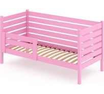 Односпальная кровать Solarius подростковая из массива сосны с ортопедическим основанием и высокими бортиками, 90x180 см (габариты 100x190), с двумя выкатными ящиками, цвет розовый det-spin90-180roz-orto-2yash