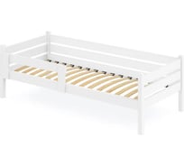 Односпальная кровать Solarius подростковая из массива сосны с ортопедическим основанием, 160x70 см (габариты 170x80), с двумя выкатными ящиками, цвет белый det70-160bel-orto-2yash