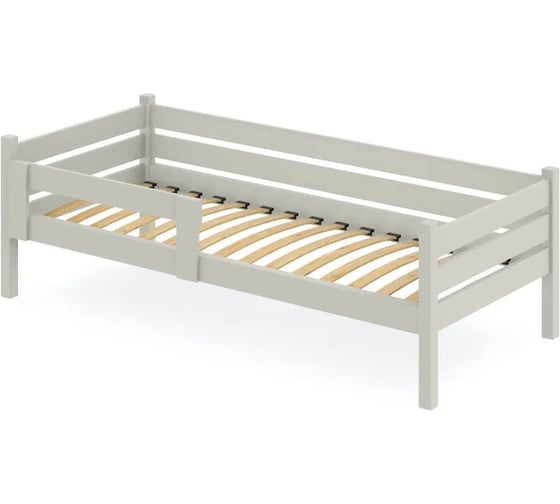 Односпальная кровать Solarius подростковая из массива сосны с ортопедическим основанием, 160x70 см (габариты 170x80), с двумя выкатными ящиками, цвет платины det70-160plat-orto-2yash 1