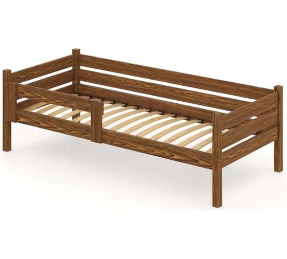 Односпальная кровать Solarius подростковая из массива сосны с ортопедическим основанием, 160x80 см (габариты 170x90), цвет темного дуба det80-160temd-orto 1