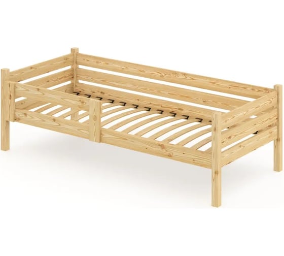 Односпальная кровать Solarius подростковая из массива сосны с ортопедическим основанием, 200x70 см (габариты 210x80), без шлифовки и покраски det70-200net-orto 1