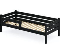 Односпальная кровать Solarius подростковая из массива сосны с ортопедическим основанием, 200x70 см (габариты 210x80), цвет антрацит det70-200ser-orto