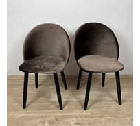 Стул Solarius Мокка с мягкой спинкой и сиденьем, деревянный, каркас, бархатная велюровая обивка, коричневый с черными ножками, 2 шт. StulTesKorblack-2