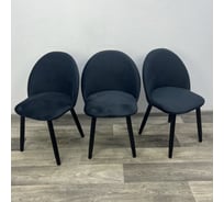Стул Solarius Мокка с мягкой спинкой и сиденьем, деревянный, каркас, бархатная велюровая обивка, черный, 3 шт. StulTesBlack-3