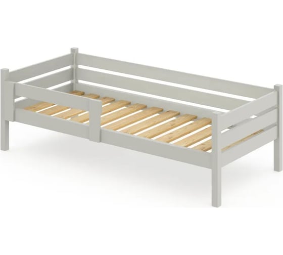 Односпальная кровать Solarius подростковая из массива сосны с реечным основанием, 140x70 см (габариты 150x80), с двумя выкатными ящиками, цвет платины det70-140plat-2yash 1