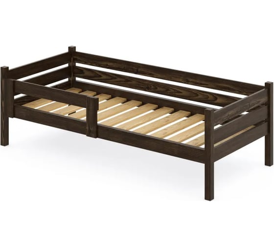 Односпальная кровать Solarius подростковая из массива сосны с реечным основанием, 140x80 см (габариты 150x90), цвет венге det80-140ven 1