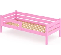 Односпальная кровать Solarius подростковая из массива сосны с реечным основанием, 140x80 см (габариты 150x90), цвет розовый det80-140roz