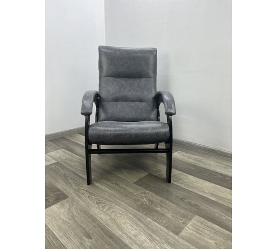 Кресло Solarius Классика мягкое из кожзама, для отдыха в комнату, гостиную, спальню, для дома, серое 303-10001