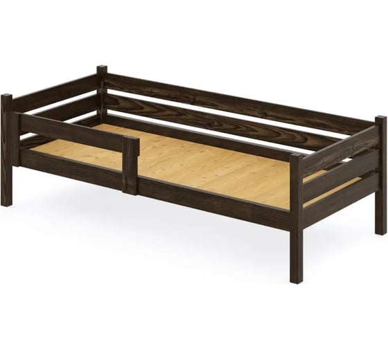 Односпальная кровать Solarius подростковая из массива сосны со сплошным основанием, 140x80 см (габариты 150x90), цвет венге det80-140ven-full 1