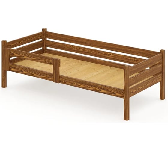 Односпальная кровать Solarius подростковая из массива сосны со сплошным основанием, 160x70 см (габариты 170x80), цвет темного дуба det70-160temd-full 1