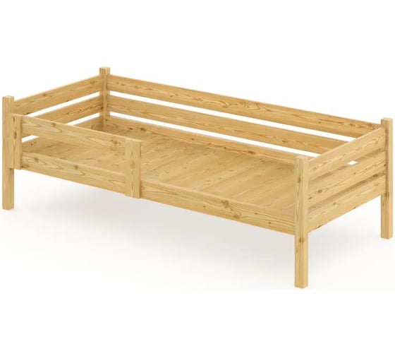 Односпальная кровать Solarius подростковая из массива сосны со сплошным основанием, 180x90 см (габариты 190x100), без шлифовки и покраски det90-180net-full 1