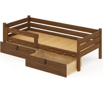 Односпальная кровать Solarius подростковая из массива сосны со сплошным основанием, 200x70 см (габариты 210x80), с двумя выкатными ящиками, цвет темного дуба det70-200tdub-full-2yash