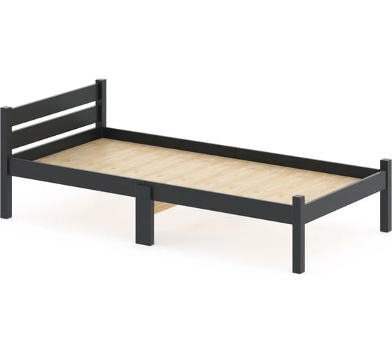 Кровать Solarius сосновая классика компакт, 200x70 см, антрацит kompakt70ser 1