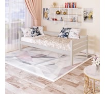 Односпальная тахта Solarius из массива сосны с реечным основанием, 180x80 см (габариты 190x90), с двумя выкатными ящиками, цвет платины tahta80-180plat-2yash