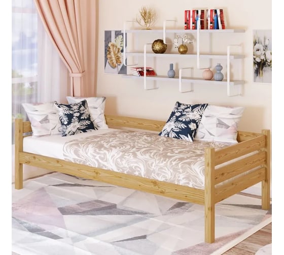 Односпальная тахта Solarius из массива сосны со сплошным основанием, 160x90 см (габариты 170x100), лакированная tahta90-160lak-full 1