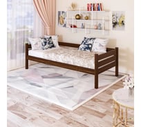 Односпальная тахта Solarius из массива сосны с реечным основанием, 160x80 см (габариты 170x90), с двумя выкатными ящиками, цвет темного дуба tahta80-160temd-2yash