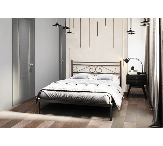 Кровать Дивометал Криста 200x140 см, титан, металлическое основание 00-00011520