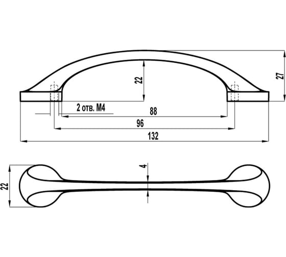 Ручка-скоба Слорос FS-213 096 черный матовый №9 (2В) FS-213 096 (чм2В) х