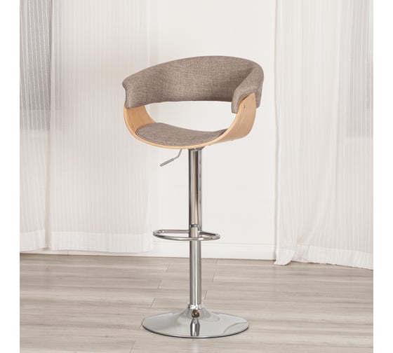 Барный стул TetChair VIMTA mod.4021S металл/дерево/ткань, 60x51x91.5-112.5 см, бежевый/натур./хром, Aimcasa 5 21829