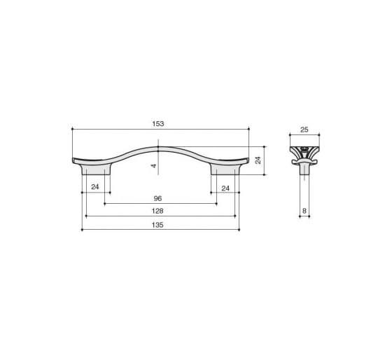 Ручка-скоба CITTERIO GIULIO 128-096 мм, отделка золото матовое 9.1360.128096.0903