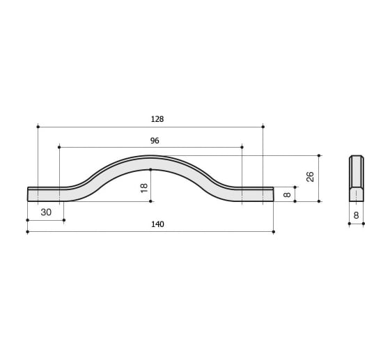 Ручка-скоба CITTERIO GIULIO 128-096 мм, отделка золото розовое матовое 8.1115.128096.0901