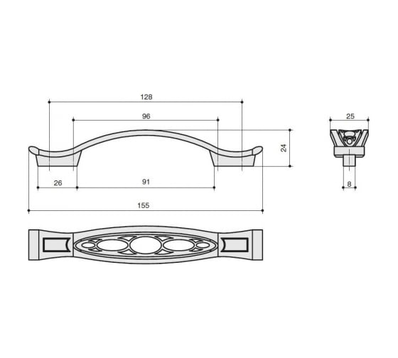 Ручка-скоба CITTERIO GIULIO 128-096 мм, отделка золото розовое матовое 9.1344.128096.0901