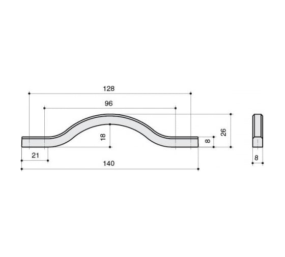 Ручка-скоба CITTERIO GIULIO 128-096 мм, отделка хром глянец 8.1115.128096.40