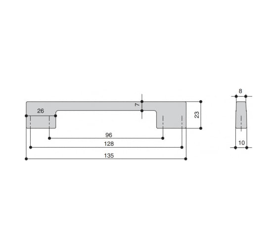 Ручка-скоба CITTERIO GIULIO 128-096 мм, отделка хром глянец 8.1012.12896.40