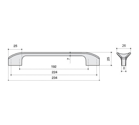 Ручка-скоба CITTERIO GIULIO 224-192 мм, отделка белый глянец 8.1107.224192.0270