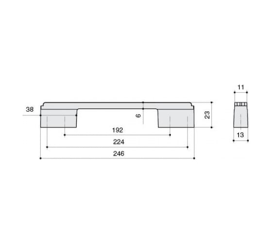 Ручка-скоба CITTERIO GIULIO 224-192 мм, отделка хром глянец + черный глянец 8.1092.224192.40-53