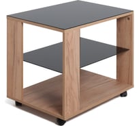 Стол журнальный Мебелик BeautyStyle 5 дуб крафт золотой/стекло черное 9386