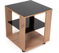 Стол журнальный Мебелик BeautyStyle 6 дуб крафт золотой/стекло черное 9385