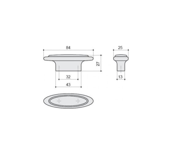 Ручка-кнопка CITTERIO GIULIO 32мм, отделка серебро античное + вставка 10.808.B17N-108
