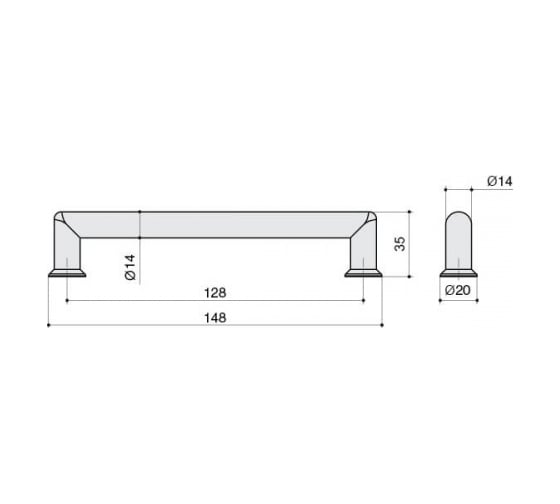 Ручка-скоба CITTERIO GIULIO 128 мм, отделка никель матовый 8.998.0128.30-30