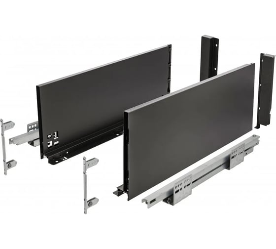 Комплект ящика GTV PUSH TO OPEN AXISPRO высота 200 мм, длина 350 мм, черный PB-AXISPRO-P2O-KPL350D2