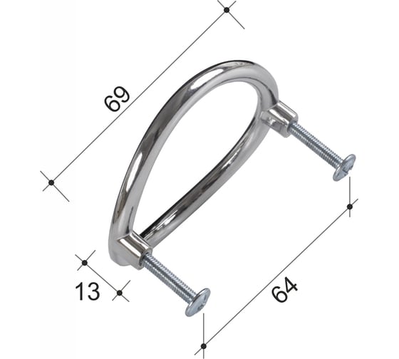 Ручка скоба ОФК 690-64 комплект из 10 штук, хром Tr-00001248