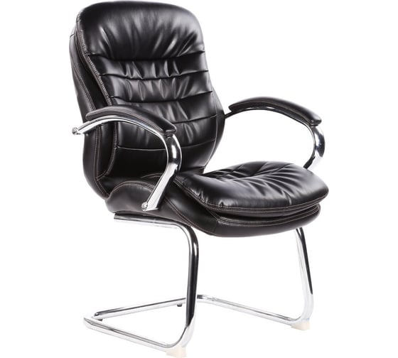 Конференц-кресло Easy Chair 515 черное, кожа, металл хромированный 322951