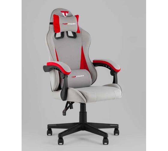 Компьютерное игровое кресло Стул Груп TopChairs Phantom, ткань, серо-красный GF-8080 TT704+TT703
