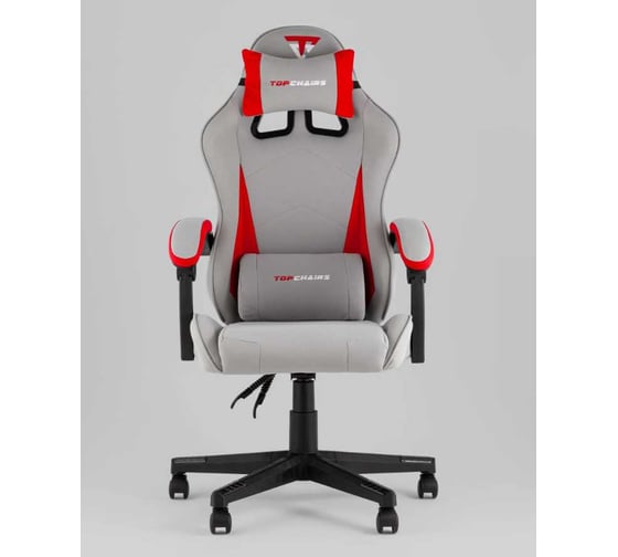 Компьютерное игровое кресло Стул Груп TopChairs Phantom, ткань, серо-красный GF-8080 TT704+TT703