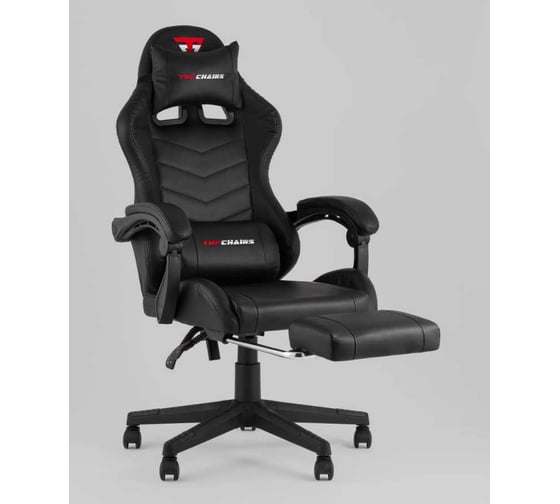 Компьютерное игровое кресло Стул Груп TopChairs Prophet с оттоманкой, черный GF-8086 black