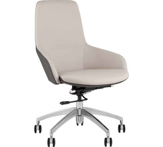 Кресло компьютерное руководителя Стул Груп TopChairs Soulo, бежевый, серый A308 8371-12/1