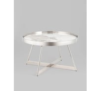 Столик журнальный круглый Стул Груп Гера 80 80, белая керамика, сталь серебро ECT-280
