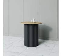 Круглый журнальный стол с металлическим подстольем GENGLASS 400х400 мм, TRUBIS Wood, чёрное подстолье, столешница орех 60 см GGT-03-2-1-S-60