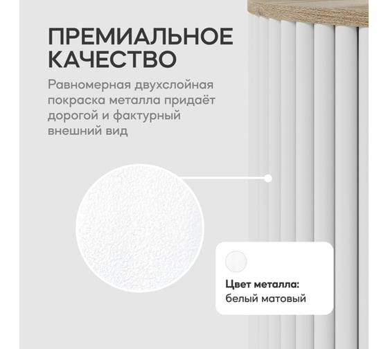 Круглый журнальный стол с металлическим подстольем GENGLASS 400х400 мм, TRUBIS Wood, белое подстолье, столешница орех 40 см GGT-03-3-1-S-40