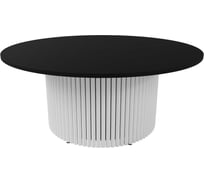 Круглый журнальный стол с металлическим подстольем GENGLASS 600х600 мм, TRUBIS Wood, белое подстолье и чёрная столешница 100 см GGT-03-3-2-М-100